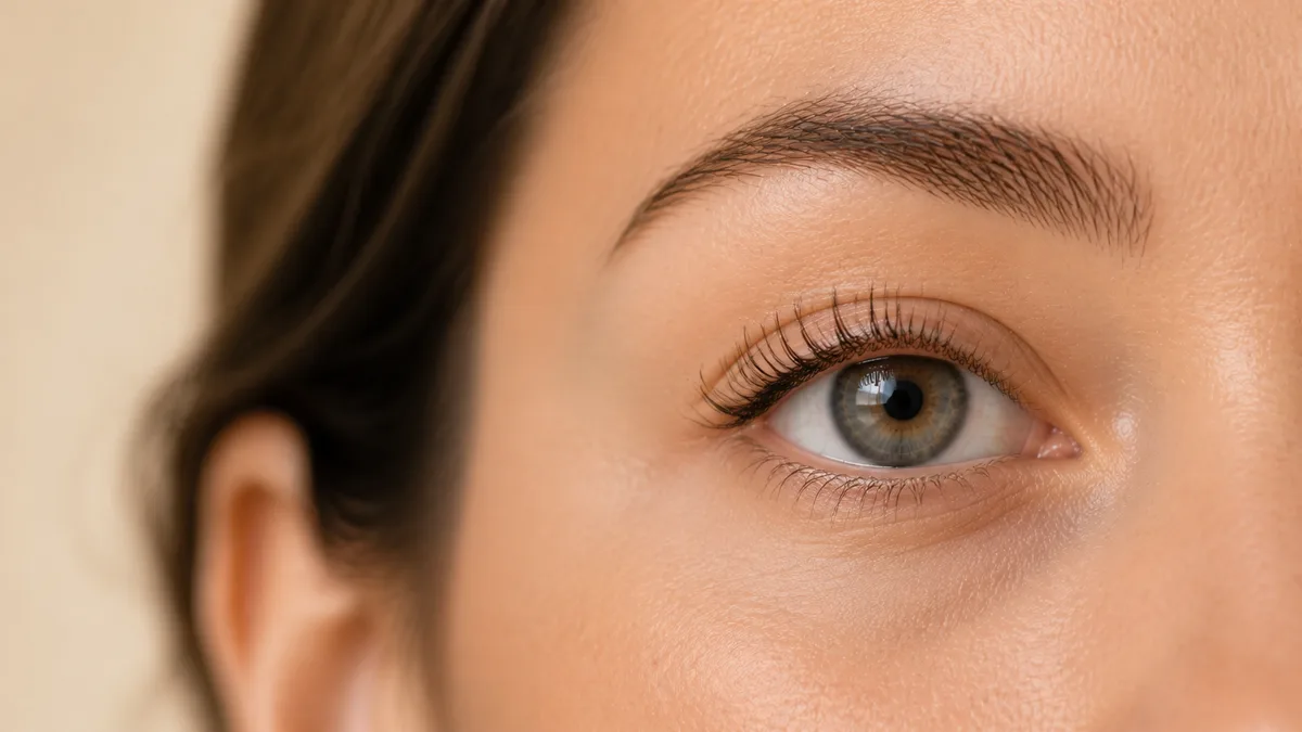 Cils naturels trop courbés et légèrement croisés après un rehaussement