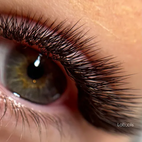 Photographie macro de cils avec extensions, publiée par Nataliia